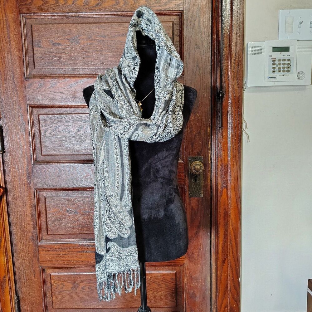 Paisley Head Wrap Fringed Scarf Gypsy Festival/T702